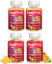 Feel Great Vitamins Omega 3 for Kids | DHA Gummies for Kids with Plant-Based Omega 3 6 9 + Vitamin C | Supports Brain, Vision & Heart Health | Vegetarian, No Fishy Taste | 60 Gummies - 4 Pack
