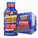 Vitamin Energy Acai Pomegranate Extra Strength Energy Shot, 48 Pack - Up to 7 Hrs, 260mg Natural Caffeine, Zero Sugar - B12 11,000% DV + B6 2,118% DV + Taurine 1,500mg, 1.93 fl oz, Keto Vegan