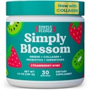 Simply Blossom Nutrition Daily Greens & Superfood Powder + Collagen + Probiotics for Women's Digestive Health & Bloating Relief. Help Your Health Bloom - 30 Day Supply - Strawberry Kiwi