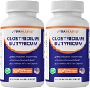 Vitamatic Clostridium butyricum 25 Million - Gut Health - 60 DR Capsules (Delayed Released) - Made with Prebiotic Inulin Fiber- 2 Pack