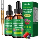 24-in-1 Kidney & Liver, Lymph Cleanse Detox & Repair Drops, Three Immune Formula with Cranberry, Milk Thistle, Vegan Urinary Tract & Lymphatic Drainage & Liver Repair | Mixed Berry Flavor, 2 Pack