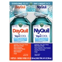 Vicks DayQuil and NyQuil VapoCOOL SEVERE Combo Cold & Flu + Congestion Medicine, Max Strength Relief For Fever, Sore Throat, Nasal Congestion, Sneezing, Cough, 2 x 12 oz Bottles, 1 NyQuil, 1 DayQuil