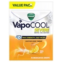 Vicks VapoCOOL Severe Medicated Sore Throat Drops, Fast-Acting Max Strength Relief, Soothes Sore Throat Caused by Cough, Powerful Vicks Vapors, Menthol, Honey Lemon Chill, 70 Count