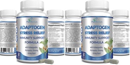 Adaptogen Stress Relief Immune Support Formula - Adaptogenic Adrenal Support with Ashwagandha, Astragalus, Ginseng, Holy Basil, Rhodiola, Amla, Maca, Schisandra, Non-GMO - 60 Capsules (Pack of 2)