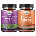 Bundle of Complete Perimenopause Supplement with Maca Root Vitex Berry Black Cohosh for Hot Flashes Night Sweats and Herbal Thyroid Support Complex - Potent Kelp Iodine Supplement for Hormone Balance