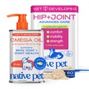 Native Pet Omega 3 Fish Oil for Dogs 16Oz & Advanced Care Hip & Joint Supplement for Dogs 12.7Oz Powder for Mobility & Movement - Supports Healthy Skin, Coat, Joints, Cartilage & Muscle