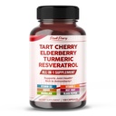Tart Cherry Elderberry Turmeric Resveratrol - Rich in Antioxidants, Support Joint Health