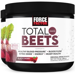 FORCE FACTOR Total Beets Superfood Beet Root Powder 2-Pack, Nitrates to Support Circulation, Blood Flow, Nitric Oxide, Energy, Endurance, Stamina, Cardiaγγειακό συμπλήρωμα υγείας καρδιάς, 60 υπηρεσίες