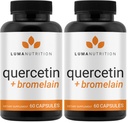 Luma Nutrition Quercetin 500mg - Quercetin with Bromelain Supplement - Antioxidant - Immune Support - Vegan & Gluten-Free - 60 Capsules (Pack of 2)