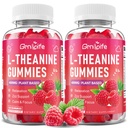 2 Pack L-Theanine Gummies for Kids & Adults, L'Theanine 400mg with Ashwagandha, GABA, 5HTP, L Theanine Supplement for Calm, Zzz & Relaxation Support, Raspberry Flavor, 120 Counts