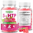 5-HTP 300mg Gummies with GABA + L-Theanine & Vitamin D3, Circadian Rhythm Support for Adults, Raspberry Flavor, 60 Gummies