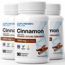 Puregen Labs Organic Cinnamon (Ceylon Cinnamon) 1,200mg Serving Total 270 Veggie Caps - No Harmful Additives | Non-GMO | Gluten-Free