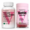 Hair Skin Nails Bundle, Vegan Collagen Booster Capsules + Biotin 10000 mcg Gummies, Beauty Support Supplement for Hair, Skin & Nails