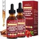 2-Pack Berberine with Ceylon Cinnamon Liquid Drops - Berberine Supplement with Turmeric, Moringa, Bitter Melon, Chromium, Gymnema - Daily Dietary Supplement for Adults, 4 FL OZ - Vegetarian