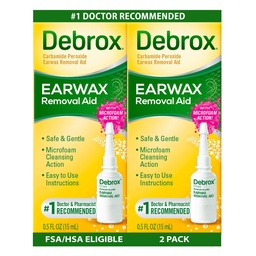 Debrox Ear Wax Removal Drops, Gentle Microfoam Ear Wax Remover with Carbamide Peroxide, 0.5 Fl Oz, Pack of 2