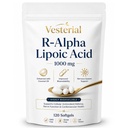 Vesterial R-Alpha Lipoic Acid Extract, R Alpha Lipoic Acid 1000mg with Coconut Oil, R-ALA Softgels , Metabolism & Energy Support Supplement, Non-GMO, Gluten Free, Vegan-Friendly Formula, 120 Count