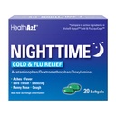 HealthA2Z® Nighttime, Cold & Flu Medicine, Powerful Multi-Symptom Daytime and Nighttime Relief (20 Softgels)