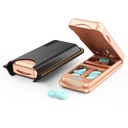 JEINAPA Pill Cutter with Auto Centering Device, Aluminum Pill Splitter with 316L Stainless Blade, Genuine Leather Case, Professional Pill Splitter for Cutting Small Pills or Large Pills (Rose Gold)