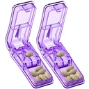 Daviky 2-Pack Pill Cutter and Splitter for Small and Large Pills, Purple | Stainless steel blade, V-shaped holder, cuts small and large pills, 2-pack purple case