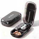 Pill Cutter Splitter for Small and Tiny Pills - Adjustable Pill Splitter with Centering Device for Cutting Multiple Pills, Precision Alignment, Easy to Use and Travel Sized (Inky Black)
