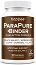 Happee ParaPure Cleanse with Binder for Humans, Intestinal Support, 2-in-1 | Wormwood, Black Walnut, Clove with Charcoal Binder for Digestive Balance (No Stack Needed) 90 Capsules