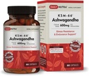 Ashwagandha KSM 66 Pure Organic Root Powder Extract Ayurvedic Supplement -Focus, Mood Support, Increase Energy, Strength, 600mg of Natural KSM66 for Superior Absorption
