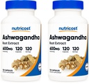 Nutricost Ashwagandha Herbal Supplement 600mg, 120 Capsules - Ashwagandha Root (2 Bottles)