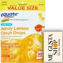 Cough Drops Sugar Free Honey Lemon Equate 140 Count (Pack of 01) Dietary Supplement + me Gusta Sticker