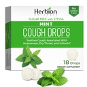 HERBION Naturals Cough Drops, Sugar Free with Stevia, Dietary Supplement, Soothes Cough, for Adults & Children Over 6 Years, 18 Count, Mint, Pack of 1