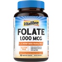 Vitalibre Methyl Folate 1000 mcg, L-5-MTHF with Methylcobalamin B12, Heart & Blood Health, Healthy Nervous System, Energy Support, Vegan, Bioactive Form, Best Absorption, 90 Capsules