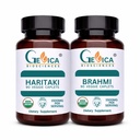 USDA Organic Haritaki (Terminalia chebula) + Brahmi (Bacopa monnieri) Bundle – 1500 mg per Serving Each, Whole Fruit & Whole Herb Powder, No Extracts, 90 Caplets Each