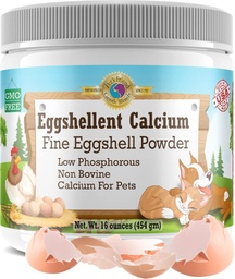 Ασβέστιο για σκύλους και γάτες - Fine Eggshell σκόνη - Ισχυρό Hip & Κοινό συμπλήρωμα για σκύλους και γάτες- Συμπλήρωμα διατροφής - Δεν Πρόσθετα - Pet's Friend Eggshellent Calcium 16oz