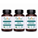 USDA Organic Haritaki (Terminalia chebula) + Amla (Phyllanthus emblica) + Brahmi (Bacopa monnieri) Bundle – 1500 mg per Serving Each, Whole Fruit & Whole Herb Powder, No Extracts, 90 Caplets Each