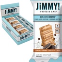 JiMMYBAR! - Sea Salt Caramel Cookies N' Cream - 19g High Protein Bars - 7g Sugar - 12 Count - 58g Health Bars - Natural Peanut Butter Core - Caffeinated Protein Bar For Energy- Hand Drizzled Chocolate