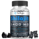 Organic Shilajit Gummies 1400mg, Shilajit for Men & Women, Sugar-Free, Energy, Focus and Immune, 85+ Trace Minerals & Fulvic Acid, 100% Natural, Vegan, 60 Count