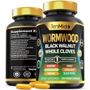 Wormwood Black Walnut Clove Capsules - 9in1 Wormwood Extract Formula with Berberine, Ceylon Cinnamon, Turmeric, Ginger & More - Vegan, Non-GMO - 120 Capsules