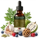 Lumvelle Wild Harvested Wormwood Drops, Lumvelle Wormwood Drops for Gut Cleansing and Balanced Health, 7 Natural Herbal Extracts, Alcohol-Free Formula, 2 fl oz/60 ml