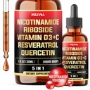 5in1 NAD+ Liquid Drops w/Nicotinamide Riboside NR 900mg, Quercetin 500mg, Trans-resveratrol 500mg, Vitamin D3-C - Cellular Energy & Repair, Vitality, Healthy Aging - 1FL Oz - 1 Month Supply