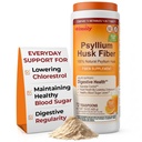 TIME-Cap Labs 72 Teaspoons Psyllium Husk Powder Fiber Supplement - Orange Flavor Sugar Free Formula for Digestive Health & Heart Health Support, Gluten Free, Non GMO, 15 oz