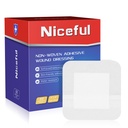 Niceful 50 Count Adhesive Gauze Island Dressing 4" x 4", Water-Resistant Wound Dressing Bandages, Sterile & Absorbent Medical Grade Adhesive Pads, First Aid Pads FSA Eligible