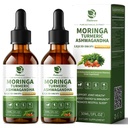 Lukaree 12-in-1 Lipsomal Moringa Leaf Drops with Ashwagandha Turmeric Quercetin, 98% Absorption & Pure Moringa Extract for Energy Immune Joint Digestive Support, Vegan Non-GMO Gluten-Free