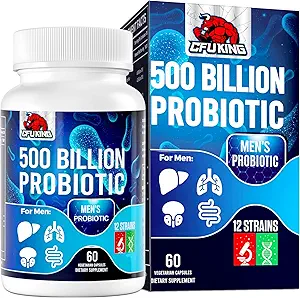 Προβιοτικά για άνδρες, 500 δις CFU & 12 Mens Probiotic για Digestive Health + 4 Organic Prebiotic Fiber, για Digestive, Gut, Immune Health, Bloating, Gas, Energy Support, Rafium Stable - 60 Κάψουλες