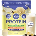 Venture Pal Vegan Protein Powder, 20g Plant Protein, 9B CFU Probiotics, Prebiotic Fiber, Superfood & Enzymes, Easy to Digest -Low in Sodium | Keto | Gluten & Dairy Free | Non-GMO| Vanilla, 20 Servings