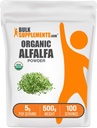 BulkSupplements.com Βιολογικό Alfalfa Grass Powder - Συμπλήρωμα Alfalfa, Πράσινο Superfood Powder - Vegan & Gluten Free, 5g ανά Σερβίρισμα, 500g (1,1 lbs) (Συσκευή των 1)