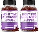 Night Time Fat Burner Gummies (60 Count) Weight Loss & Metabolism - Sugar-Free - Delicious Raspberry Flavored Melatonin Supplement Gummies - Vegan Safe - Third Party Tested - Made in USA (Pack of 2)