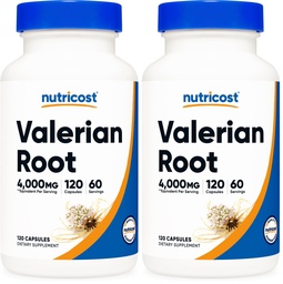 Nutricost Valerian Root Capsules 120 Capsules for 60 Servings - Vegetarian Caps, Gluten Free, Non-GMO (Pack of 2)