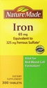 Nature Made Iron 65mg, ισοδύναμο με 325 mg θειικού σιδήρου - 300 δισκία