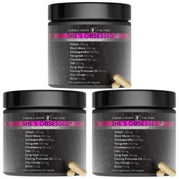 Formulation Factory She's Obsessed: 10-in-1 Hormone Balance Maximizer with Shilajit, Maca, Ashwagandha, DIM, Dong Quai, Zinc & More for Vitality & Balance 360 Count (Pack of 3)