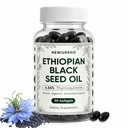 Ethiopian Black Seed Oil, Organic Cold Pressed 100% Pure Black Seed Oil 800mg Supplement, Supports Immune & Digestive Health, Easy-to-Swallow, 90 Count