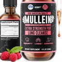 HERBIFY Mullein Drops - Lung Cleanse - Leaf Extract - Powerful Mullein for Immune Support, Detox & Respiratory Support - Made in USA - 4 Oz Raspberry Flavor